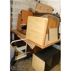 LOT OF ASST DESKS AND TV STAND AS IS
