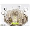 Image 1 : SILVER PLATED TRAY WITH 6 MADE IN FRANCE GLASSES.