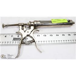 ANTIQUE PISTOL STYLE VET SYRINGE.