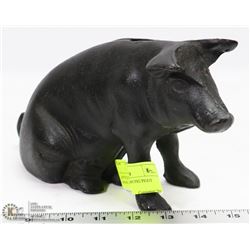 ANTIQUE  CAST IRON PIG PIGGY BANK 10"L X6"H