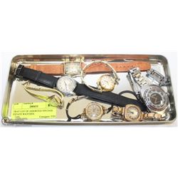 TRAY LOT OF ASSORTED VINTAGE ESTATE WATCHES.