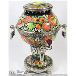FLOWERED ANTIQUE COFFEE PERCULATOR