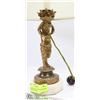 Image 2 : ANTIQUE FAUN LAMP WITH SHADE, BRASS & MARBLE.