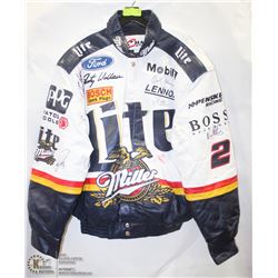 MILLER LITE NASCAR SIZE LARGE 100% LEATHER JACKET