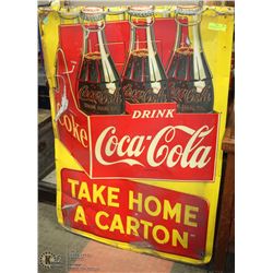 LARGE 1950S COCA COLA TIN ADVERTISING SIGN