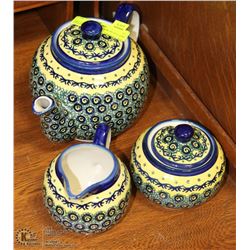 5PC UNIKAT HANDMADE IN POLAND POTTERY TEA SET