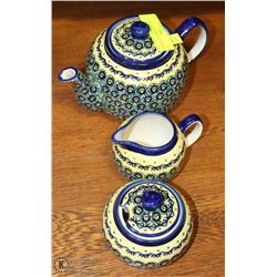 5PC UNIKAT HANDMADE IN POLAND POTTERY TEA SET