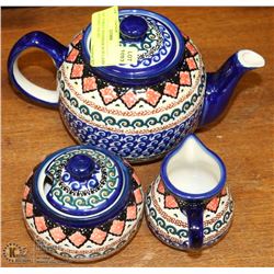 5PC UNIKAT HANDMADE IN POLAND POTTERY TEA SET