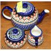 Image 1 : 5PC UNIKAT HANDMADE IN POLAND POTTERY TEA SET