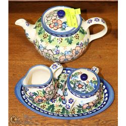 6PC UNIKAT HANDMADE IN POLAND POTTERY TEA SET