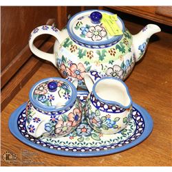 6PC UNIKAT HANDMADE IN POLAND POTTERY TEA SET