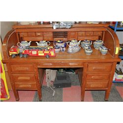 ANTIQUE ROLL TOP BUREAU DESK 60X35X44