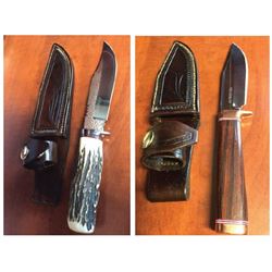 Set of 2, hand-made collectible hunting knives Value $400
