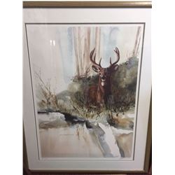 Framed Deer Print, generously donated by Frank Port, Value $750