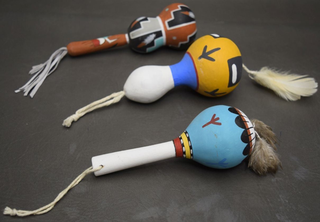 THREE HOPI RATTLES