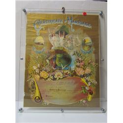 1914 Certificate of Marriage-Framed(plexi)22x18-Edor Eliason + Evelyn Thompson