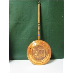 Antique Bed Warmer Pot with wood handle 31" long