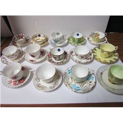 14 Tea Cups + matching Saucers +1 extra saucer