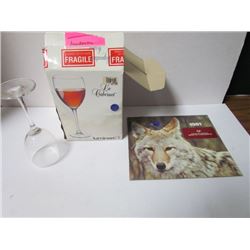4 Pack Wine Glasses Luminarc in original box (old)+1981 CIBC Calendar