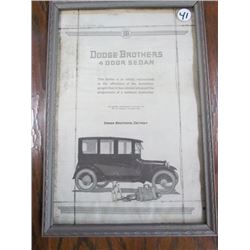 Dodge Brothers 4 Door Sedan Ad from 1920-framed 12.5x8.5