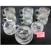 Image 2 : set 6 Nestle/Nescafe clear glass frosted world globe coffee cups - matching cream/sugar & rose bowl