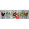 Image 1 : Vintage ball jug/pitcher - 4 matching glasses apple-orange-pear-lemon