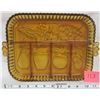 Image 1 : 1960's Indiana amber carnival glass irridescent fruit decorated tray