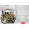 Image 2 : Ornate glass purse vase & clear hen on nest candy dish