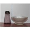 Image 1 : Hoosier Glass Bowl and Amethist Shaker