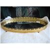 Image 3 : Glass Mirrored Oval Metal Tray  (16 1/2 inches X 10 1/2 inches X 1 3/4 inches )