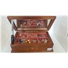 Image 1 : Wood Jewlry Box + Costume Jewlry Pink Lining