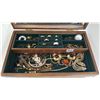 Image 1 : Wood Jewlry Box + Costume Jewlry Green Lining
