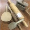 Image 3 : Lot Of Wooden Kitchen Collectibles-Butter Press,Paddles,Rolling Pins,Cheese box