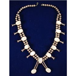 Silver and Pearl Squash Blossom Necklace