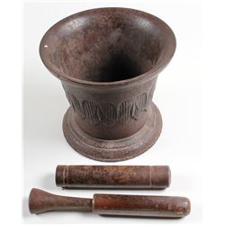 Large Assay Cast Iron Mortar and Pestle