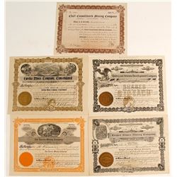 Five Warren District Stock Certificates