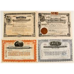 Four Mining Stock Certificates from the Morenci Mining District