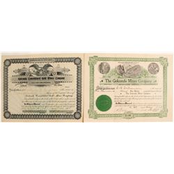 Two Golconda District Stock Certificates