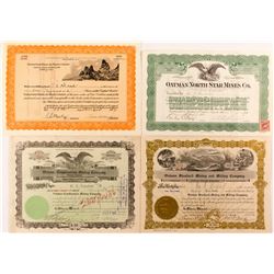 4 Oatman AZ Mining Stock Certificates