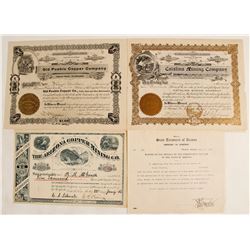 Three Amole District, Arizona Mining Stock Certificates