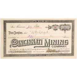 Cincinnati Mining Company Stock Certificate