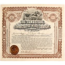 Tombstone Consolidated Mines Company Stock signed by Gage