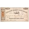Image 1 : Koolean Quartz Mining Co. Stock Certificate, Gold Flat, 1863