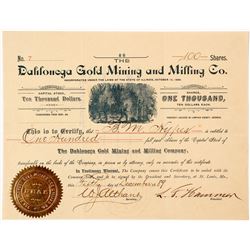 Dahlonega Gold Mining & Milling Company Stock Certificate 3