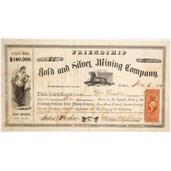 Friendship Gold & Silver Mining Co. Stock Certificate, Reese River, Nevada Territory