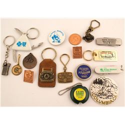 16 Assorted Mining Key Fobs, Knives and Buttons and more