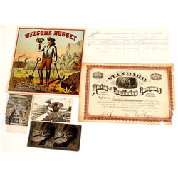 Mining Ephemera: Stock, Assay, Cigar Label, Stereoview, Postcards