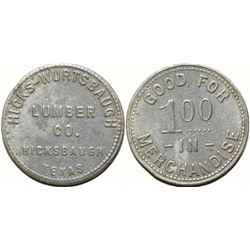 Hicks-Wurtsbaugh Lumber Co. Token, Hicksbaugh, TX