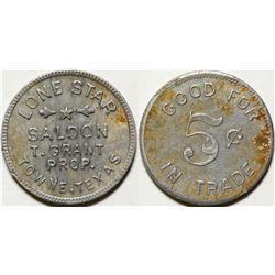 Lone Star Saloon Token, Towne, TX