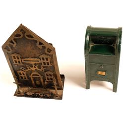 2 Old Metal Coin Banks